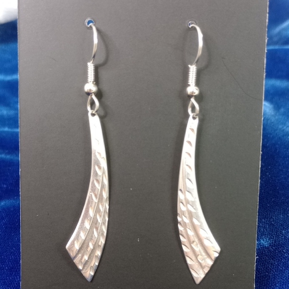 Sterling Silver Diamond Cut Dangle Earrings